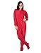 Footed Pajamas - Bright Red Adult Fleece