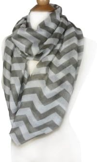 Chevron Fashion Infinity Scarf Loop Style Multi Color Women Girl's Shawl Wrap (PALOMA SILVER-WHITE)