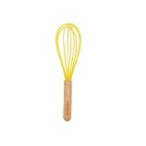Ciroa Miniamo Brights Yellow Silicone Whisk with Wooden Handle