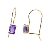 Amethyst and 10K Yellow Gold Huggie Hoop Earrings