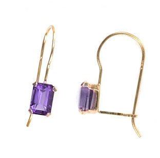 Amethyst and 10K Yellow Gold Huggie Hoop Earrings