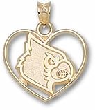 Louisville Cardinals Cardinal Head Heart Pendant - 10KT Gold Jewelry