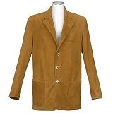 Forzieri Men's Camel Italian Suede Leather Three-Button Jacket