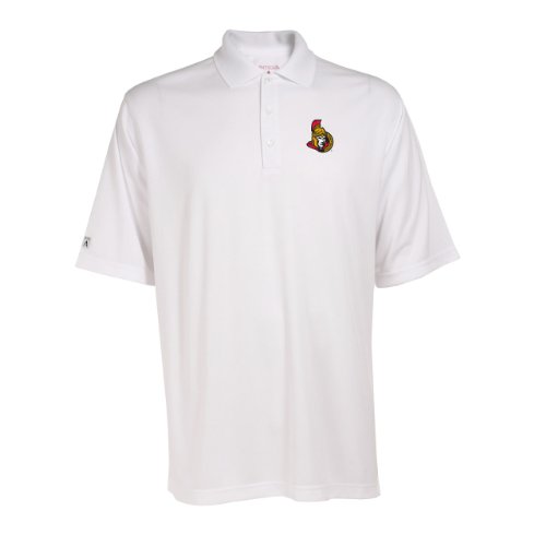 Antigua Men's NHL Ottawa Senators Exceed Desert Dry Xtra-Lite Short Sleeve Polo, White, Large