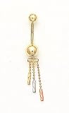 14k Tri-Color Drop Beads Belly Ring