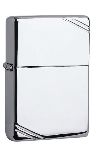 zippo vintage with slashes high polish chrome pocket lighter  more detail click!