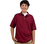 Young Mens Pique Knit Polo Shirt Short Sleeve Burgundy by French Toast (M)