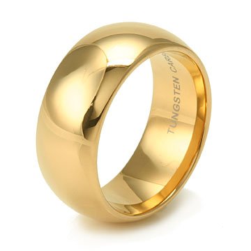 2nd Generation Plain Dome Gold Tungsten Carbide Wedding Band Ring 9mm