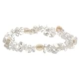 Genuine Freshwater Cultured White Pearl Crystal Stone Chip Bracelet