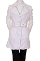Muscato Military Belted Felt Fitted Button Down Button Tab Collar Coat Jacket White