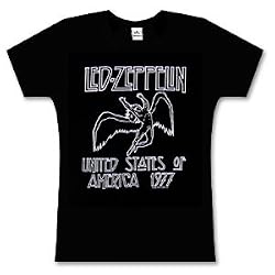 Led Zeppelin 1977 American Tour Black Juniors T-shirt Tee