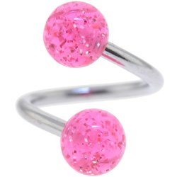 Pink GLITTER Spiral Twister Belly Ring by 