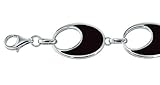 Sterling Silver Bracelet with Black Enamel Inlay and clear coat enamel for protection. Features 7 elements and is 7 1/2