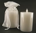 BATTERY OPERATED Pillar CANDLE wax white vanilla 3 x 4 flameless dripless wedding favors