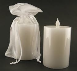 BATTERY OPERATED Pillar CANDLE wax white vanilla 3 x 4 flameless dripless wedding favor