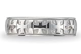 BENCHMARK 14K White Gold 6mm Carved Cross Ring (Sz 4 - 8)