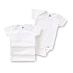 Gerber Brand 4 Pack Organic Onesies, White, 0-3 Months