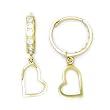 14K Yellow Gold CZ Hollow Heart Huggy Earrings