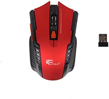 NOVITIME Professional 2.4G Wireless Mouse Laptop Mouse Mice for Gaming with 2400 DPI 6 Button for Pro Game Notebook, PC, Laptop, Computer - Red