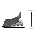Koolertron Erweiterte Sleep/Wake (Hibernate) Funktionalit�t Genuine Leather Ultra Slim Case Schutzfolie Schale H�lle f�r Apple iPad2 im Schwarz