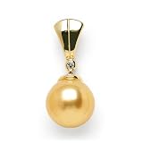 South Sea Golden Pearl Pendant with Diamond in 14K Yellow Gold