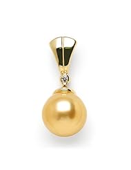 South Sea Golden Pearl Pendant with Diamond in 14K Yellow Gold (12-13mm)