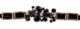 Black Petal Leather and Crystal Stones Bracelet *****