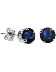 1 CT Blue Sapphire Stud Earrings 14K Gold (I1-I2 Clarity)