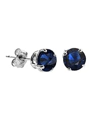 1 CT Blue Sapphire Stud Earrings 14K Gold (I1-I2 Clarity)