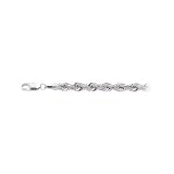 14k White Gold 4.00mm Hollow Rope Chain Necklace, 24