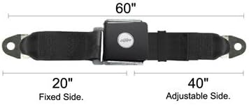 Seat Belts Plus 1803-60 - Bow Tie (Chevy Logo) Lap Seat Belt, 60 Inch Length, Chevy Lift Latch, Each - Non-Retractable - Flame Red