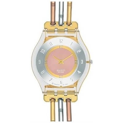 Swatch Women's Skin SFK240A Leather Quartz Watch with Silver Dial
