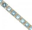 Princess Blue Topaz Tennis Bracelet in Yellow Gold 9 CTTW