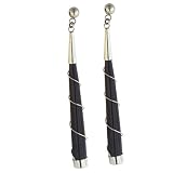 Sterling Silver Simulated Wooden Stick Dangle Earrings