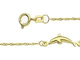 9-10 14k Yellow Gold Ankle Dolphin Bracelet