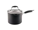 Anolon Advanced Hard Anodized Nonstick 3.5-Quart Covered Straining Saucepan with Spouts