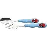 Zak! Designs Easy Grip Flatware, Children's Spoon and Fork with Ultimate Spiderman, BPA-free Plastic and Stainless Steel
