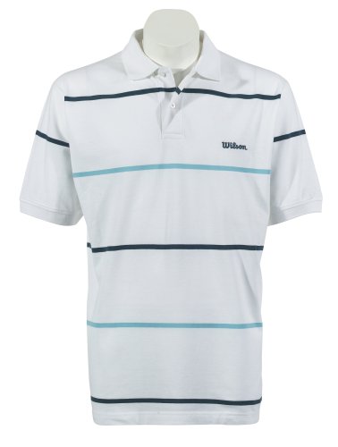 Wilson Herren Tennis Premium Cotton Polo Shirt Stripes, wei&szlig;-blau, s Preisvergleich