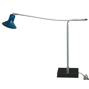 Contemporary Blue Glass Shade Marble Base Table Desk Lamp by Century