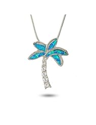 Genuine Opal and CZ Palm Tree Pendant