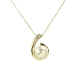 9ct Yellow Gold Diamond Set Figure of 6 Pearl Pendant on 18 Curb Chain