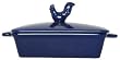 Stoneware Pottery Blue Box with Rooster Top Cover 7 1/2"L, 4.5"W, 2"H Set of 2