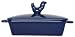 Stoneware Pottery Blue Box with Rooster Top Cover 7 1/2"L, 4.5"W, 2"H Set of 2