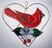 Stained Glass Red Cardinal on Heart Ring