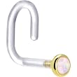 18 Gauge 1/4" Yellow Gold 2mm Light Pink Synthetic Opal Bioplast Nose Ring