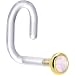 18 Gauge 1/4" Yellow Gold 2mm Light Pink Synthetic Opal Bioplast Nose Ring