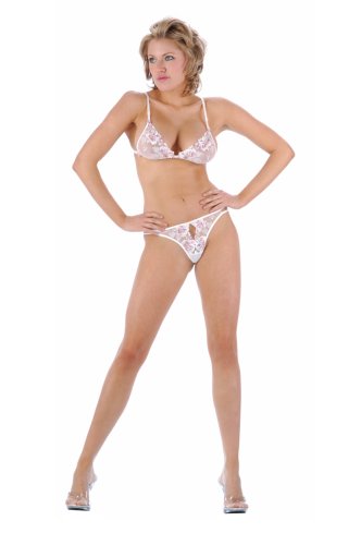 2 PC. Soft bra top with floral embroidery, and mathing thong