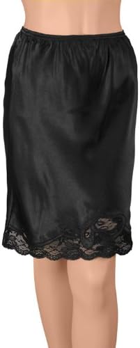 Gemsli Satin Pleasure, Satin Half Slip with Novelty Lace, Cling Free # HW304