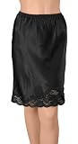 Gemsli Satin Pleasure, Satin Half Slip with Novelty Lace, Cling Free # HW304
