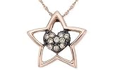 1/10 Carat Chocolate Diamond 14K Pink Gold Star Pendant w/Chain